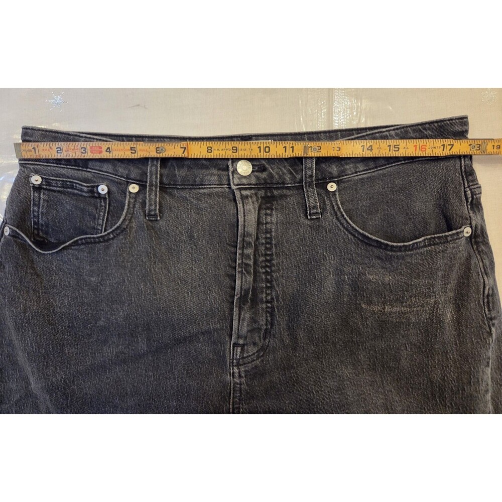 Madewell Curvy Perfect Vintage Straight Jeans Womens 32 Black High Rise Raw Hem - Picture 8 of 10